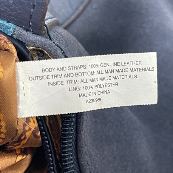 TIGNANELLO  Navy/Emerald  Green Suede Leather Shoulder Bag With Expandable Sides - Picture 10 of 13